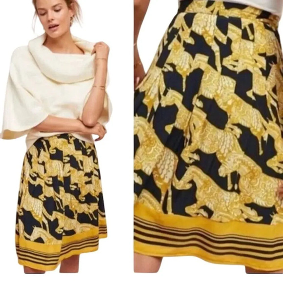 Maeve Dresses & Skirts - Anthropologie Maeve Women's M A-Line Midi Skirt Multicolor Animal Print size 4